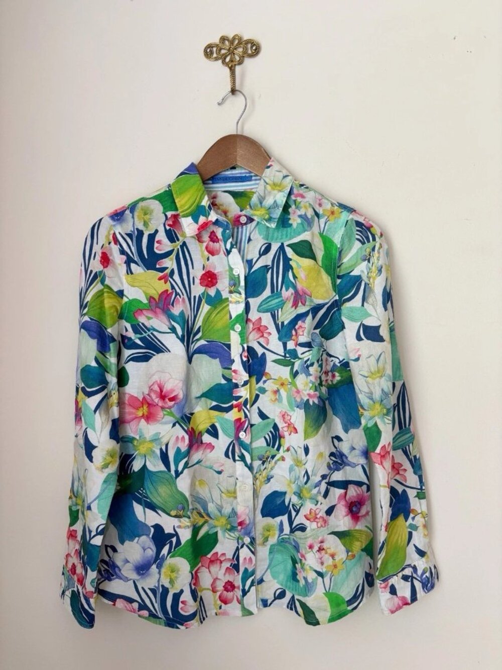 J. Mclaughlin Floral Linen Blend Lois Button Front Shirt XS